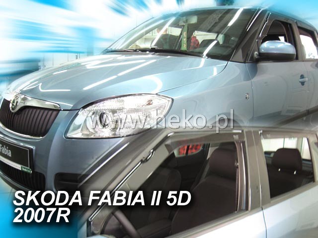 Větrné clony - ofuky oken (deflektory, plexi), Škoda Fabia II, 2007->, Hatchback, přední + zadní