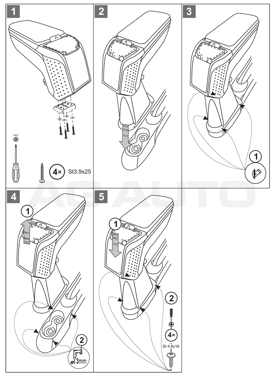 Loketní opěrka - područka ARMSTER 2, Fiat 500, 2008-2015
