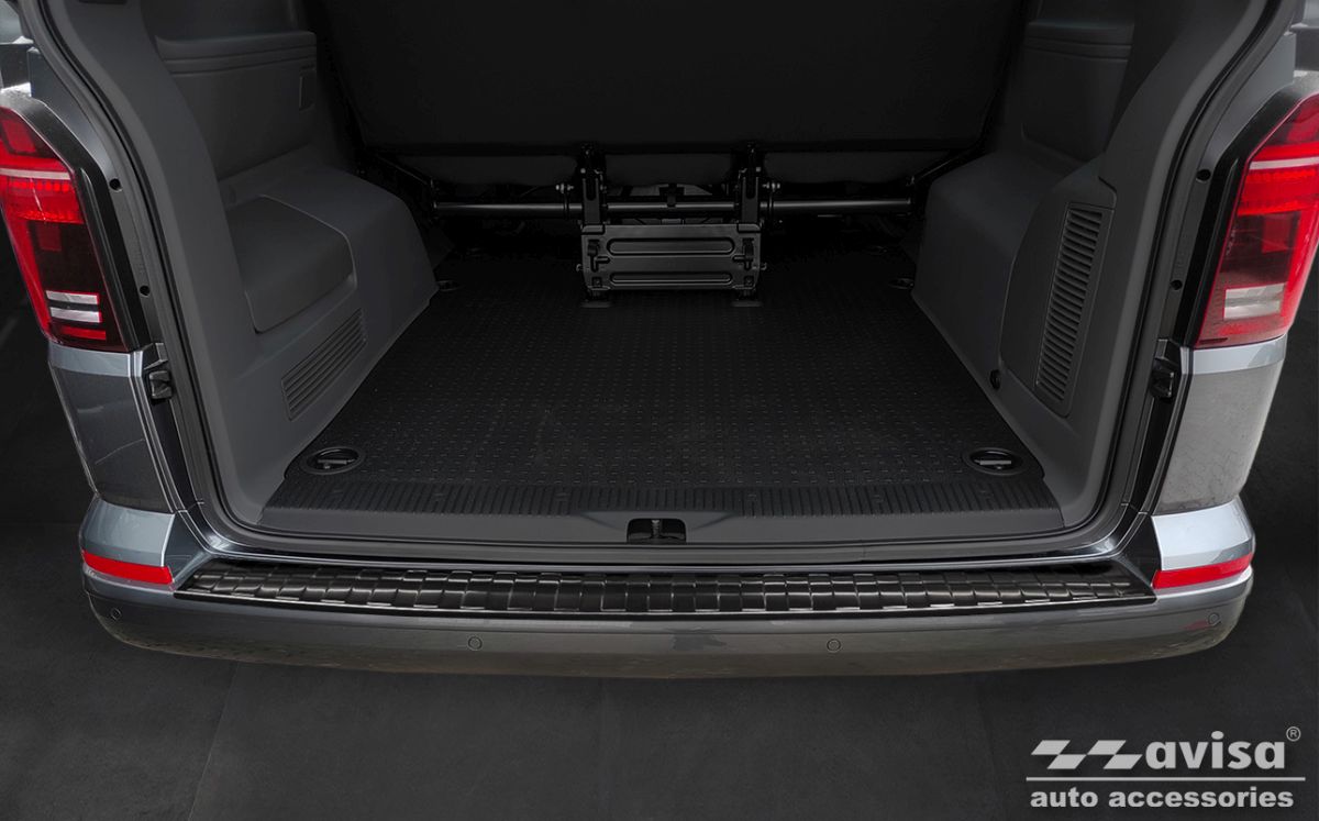 Ochranná lišta zadního nárazníku VW T6, 2015-2023, vyklápěcí dveře, Long, Black