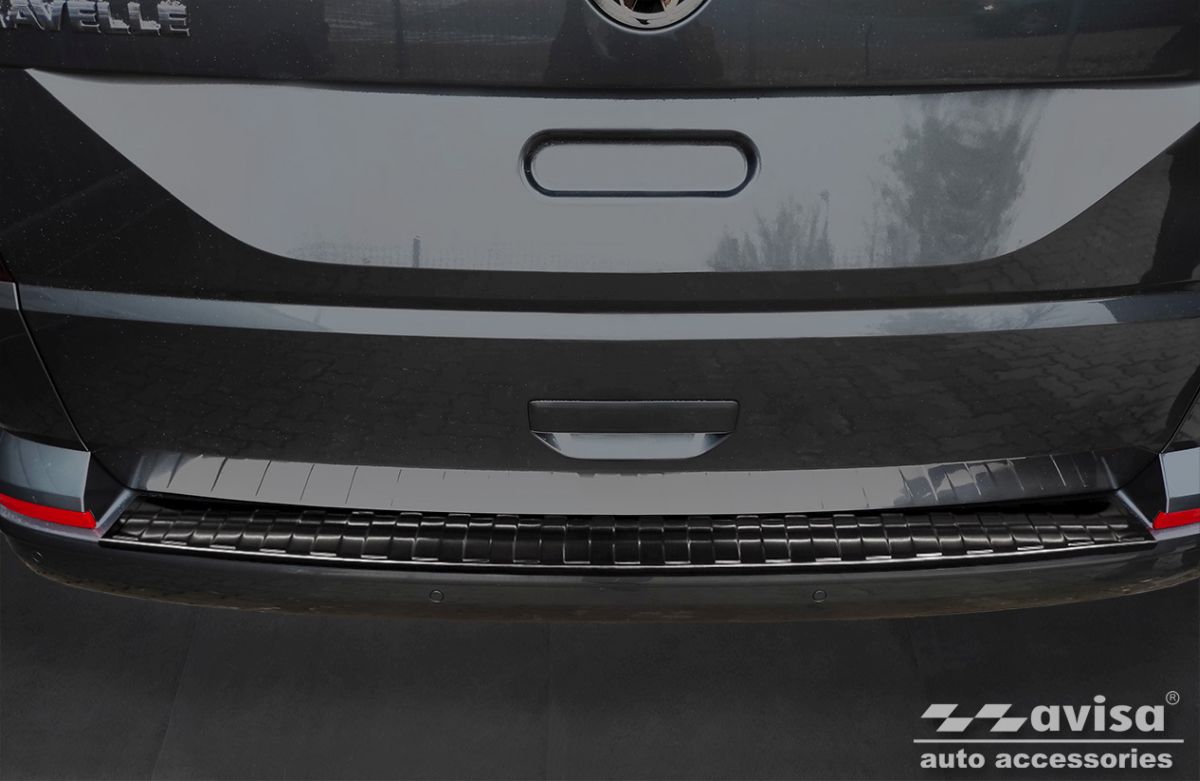 Ochranná lišta zadního nárazníku VW T6, 2015-2023, vyklápěcí dveře, Long, Black
