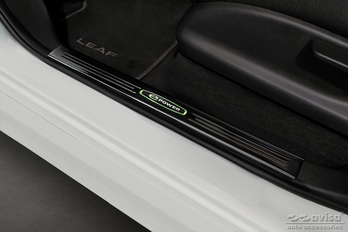 Ochranné kryty prahů, Nissan Leaf II, 2017- , E-Power , Glossy black