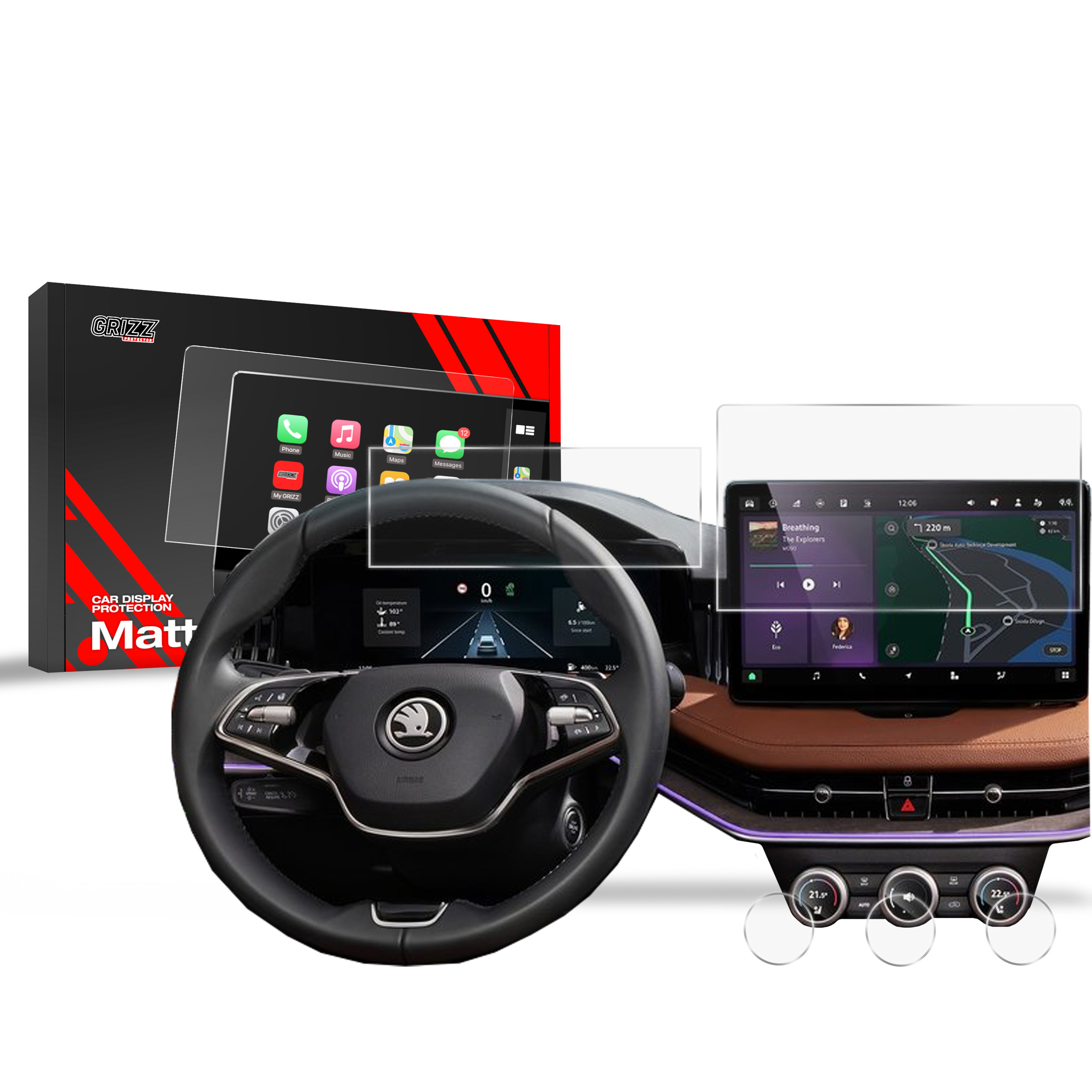 Ochranná fólie na display 5v1 Matte, Škoda Superb IV, 2024- , Display 10"
