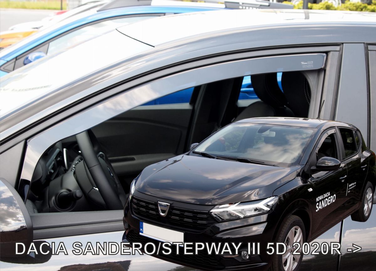 Větrné clony - ofuky oken (deflektory, plexi), Dacia Sandero a Stepway III, 2021- , přední