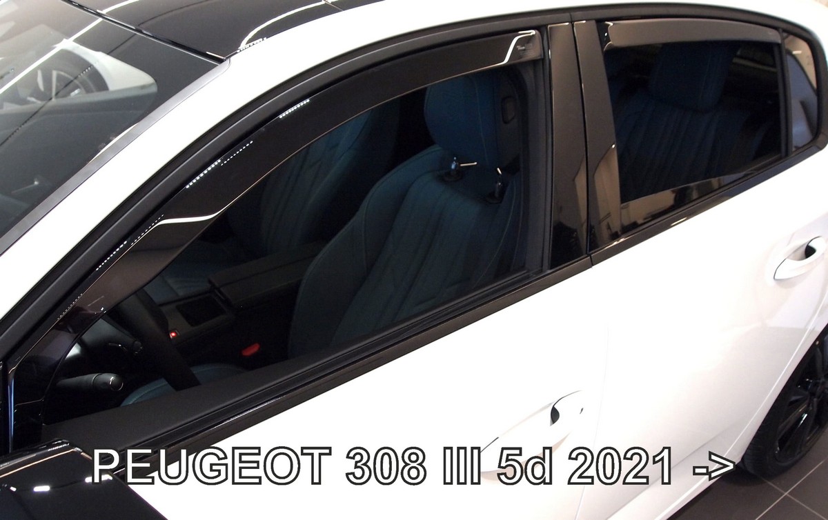 Větrné clony - ofuky oken (deflektory, plexi), Peugeot 308 III, 2021- , Hatchback, přední + zadní