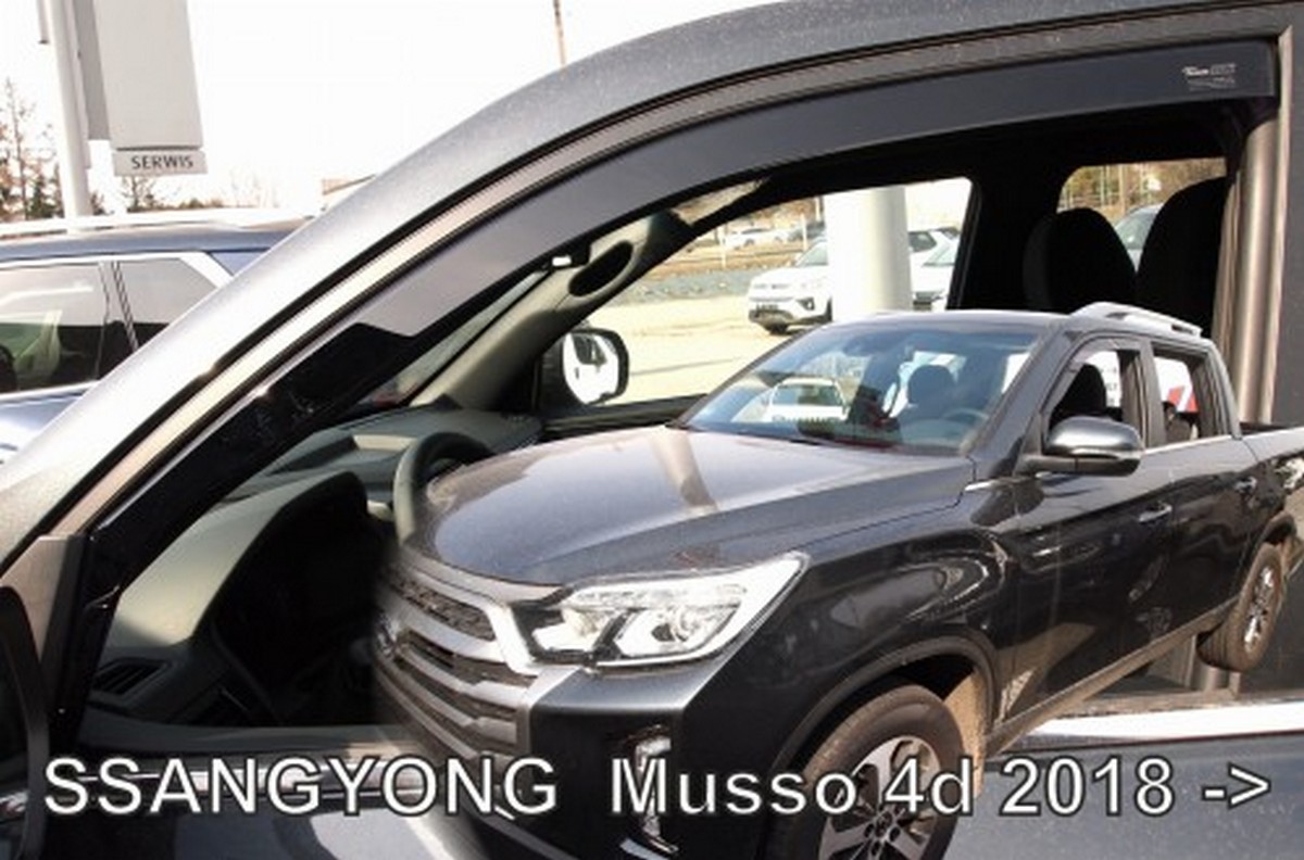 Větrné clony - ofuky oken (deflektory, plexi), Ssangyong Musso, 2020- , přední
