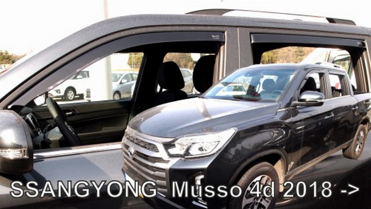 Větrné clony - ofuky oken (deflektory, plexi), Ssangyong Musso, 2020- , přední + zadní