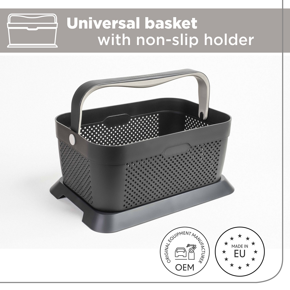 Luxusní nákupní košík do auta, Rati Basket, Grey - Šedý