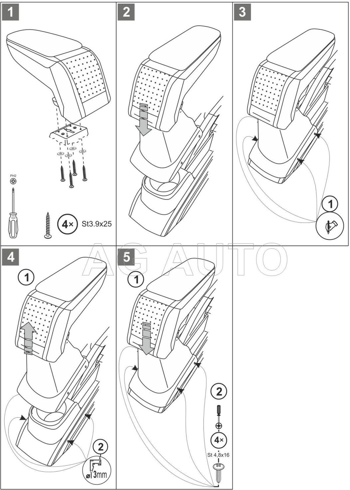 Loketní opěrka - područka Standard, VW Polo 6R, 2009-2017, tkanina