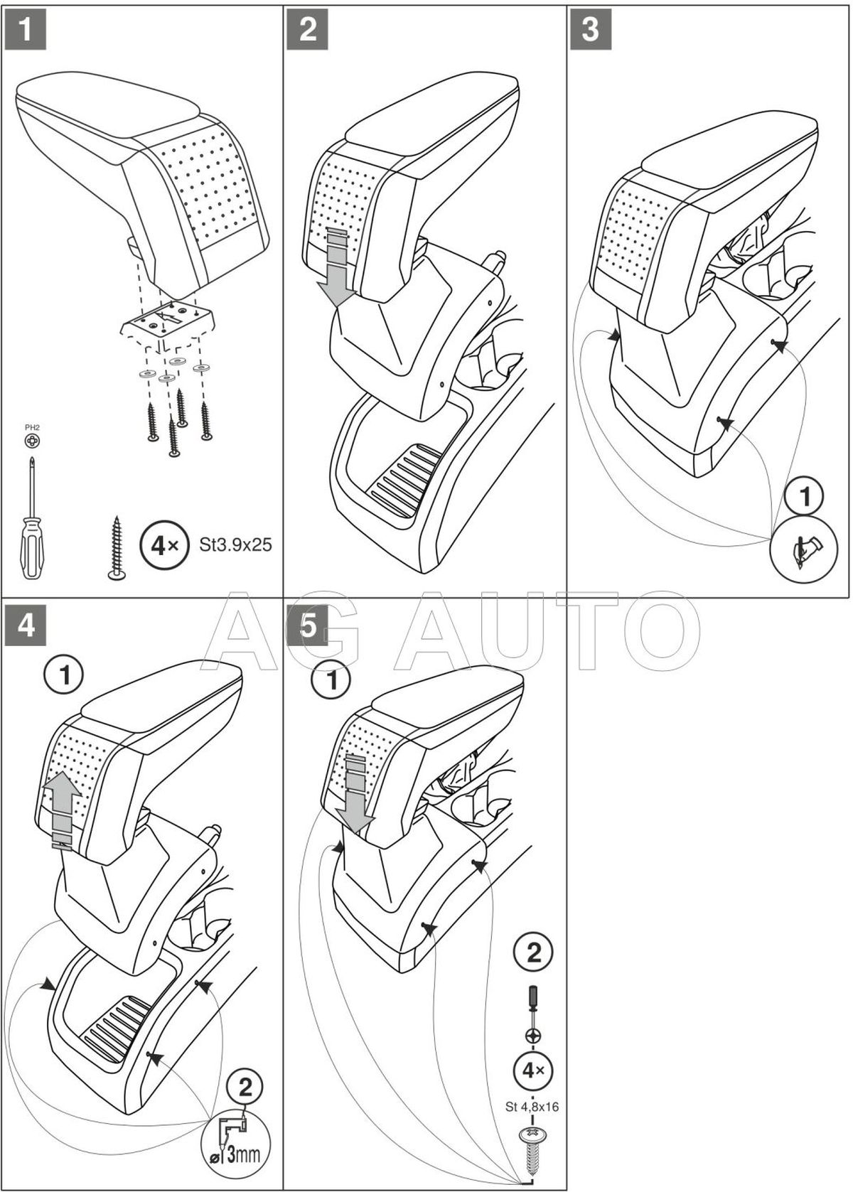 Loketní opěrka - područka STANDARD, Ford Focus II, 2004-2012