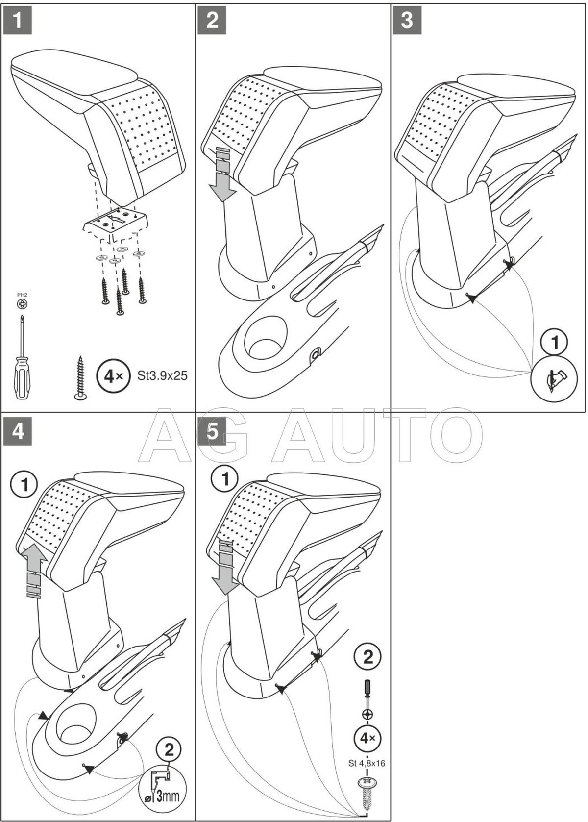 Loketní opěrka - područka Standard, Renault Clio III, 2005-2013, tkanina