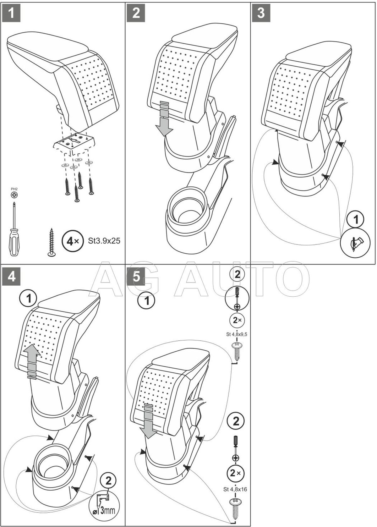 Loketní opěrka - područka Standard, Seat Ibiza, 2008-2014, tkanina