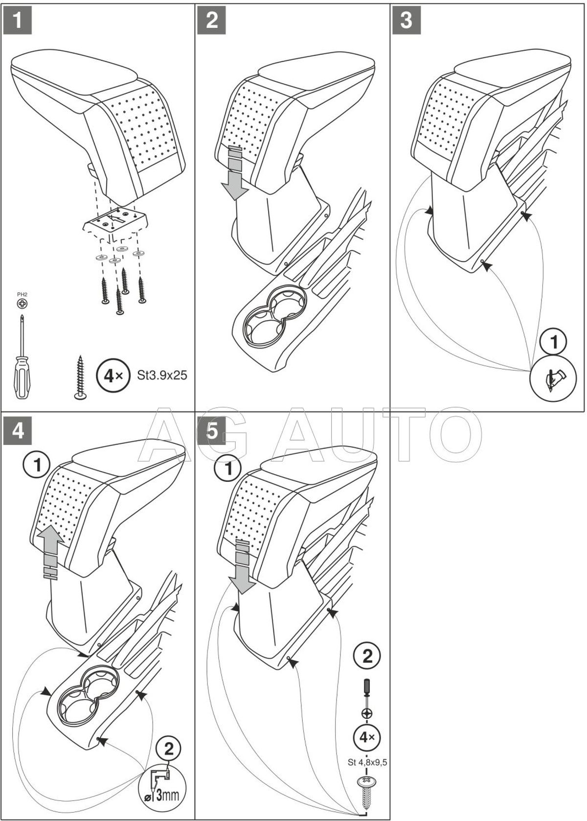 Loketní opěrka - područka STANDARD, VW Polo 9N, 2001-2009