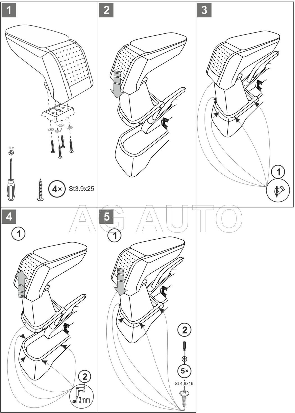 Loketní opěrka - područka STANDARD, Mazda 2, 2007-2014