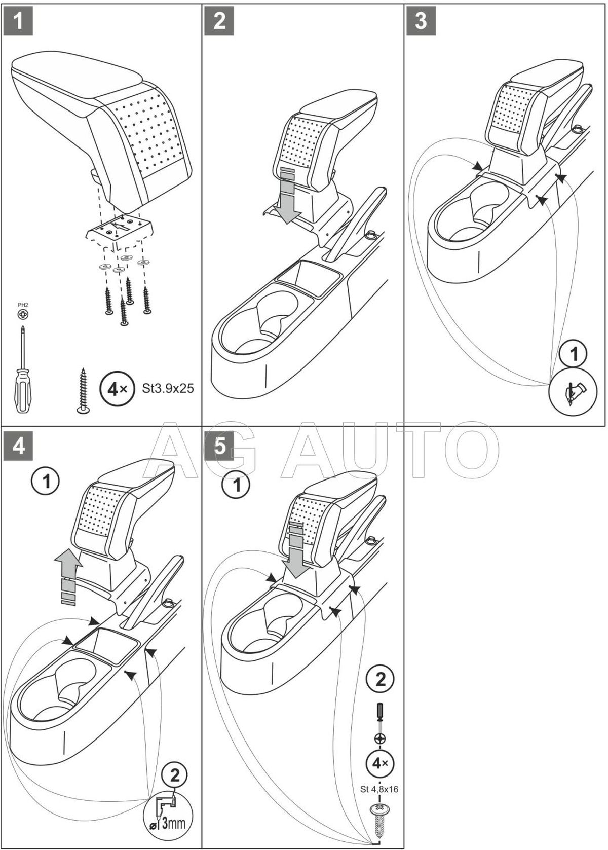 Loketní opěrka - područka Standard, Seat Toledo, 2013-2019, tkanina