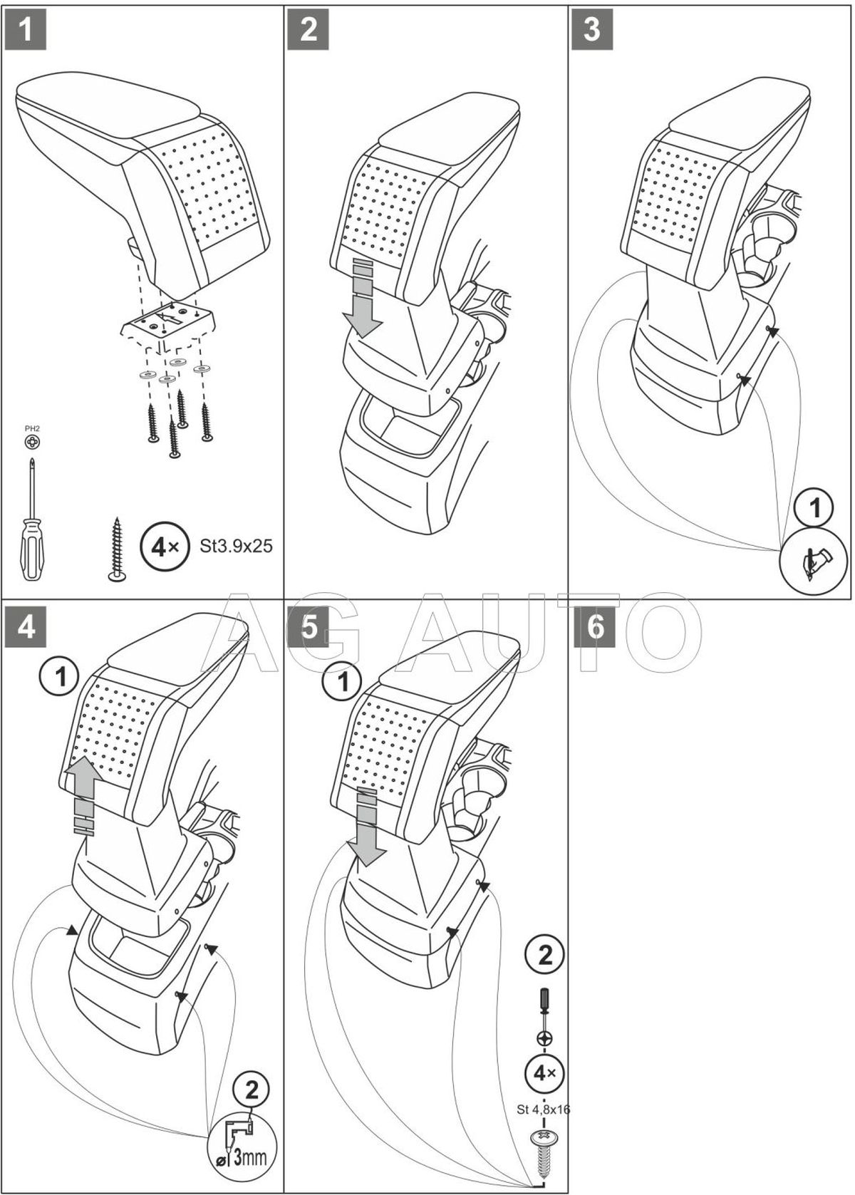 Loketní opěrka - područka Standard, Ford C-MAX, 2010-2019, tkanina