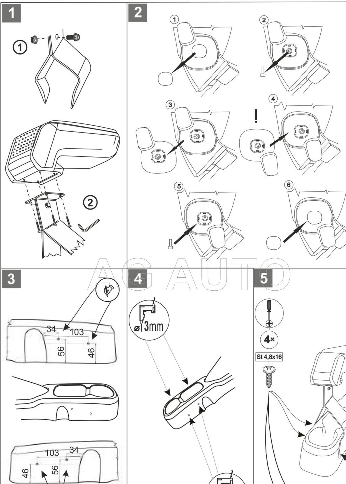 Loketní opěrka - područka STANDARD, Fiat Panda III, 2019- , Facelift