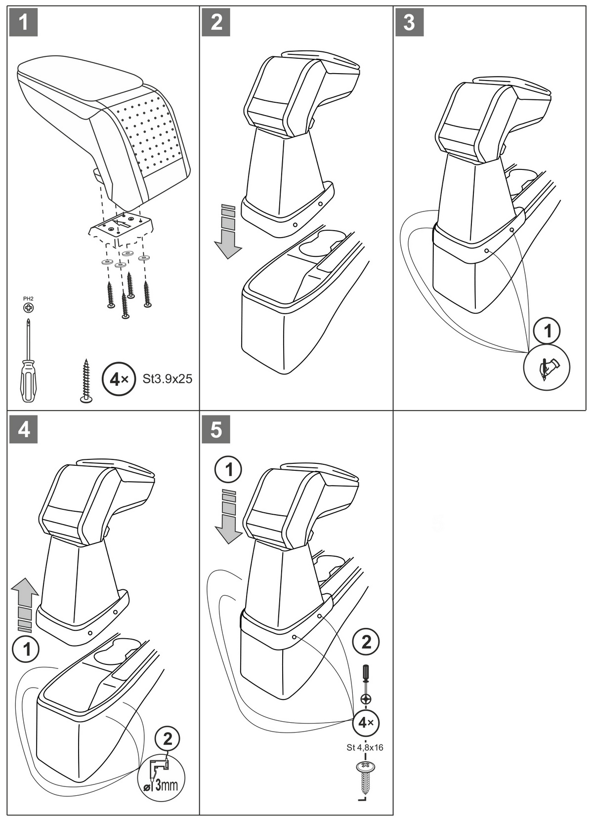 Loketní opěrka - područka STANDARD, Renault Captur, 2019- ,