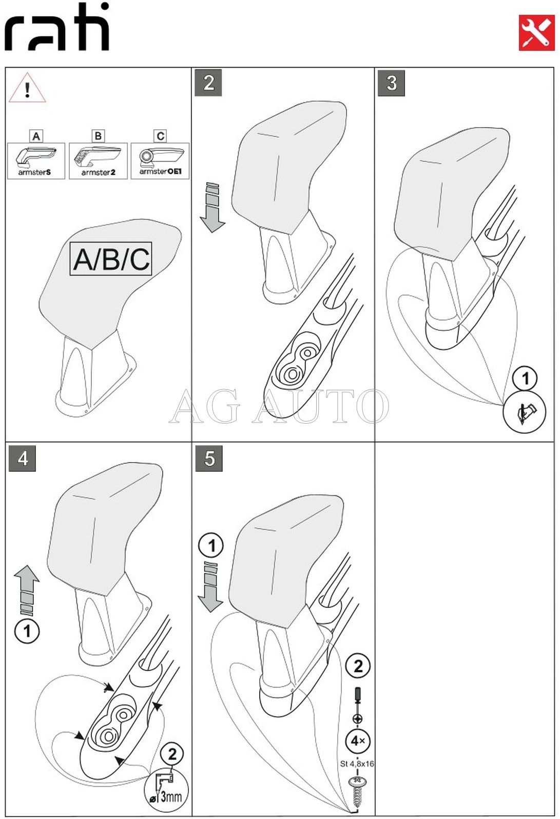 Loketní opěrka Armster 3, Fiat 500, 2007-2015