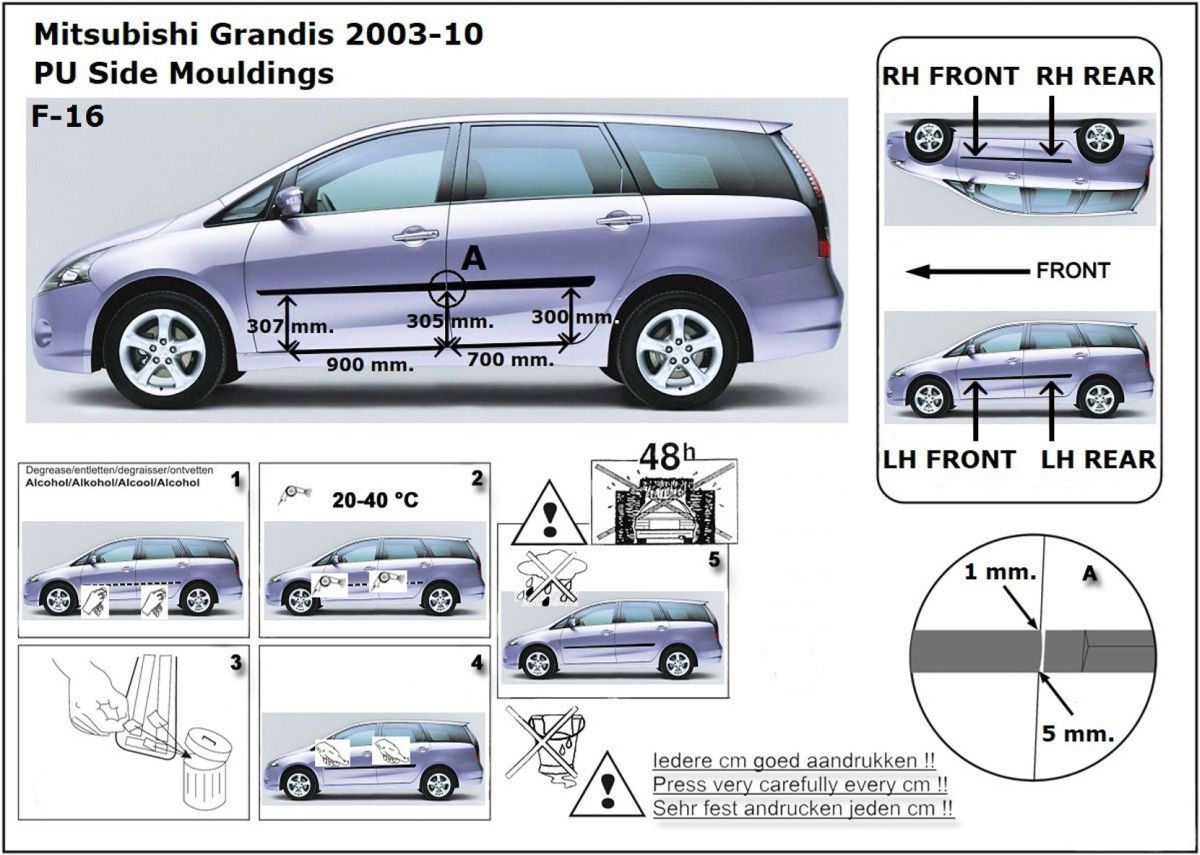 Ochranné boční lišty na dveře, Mitsubishi Grandis, 2003-2010