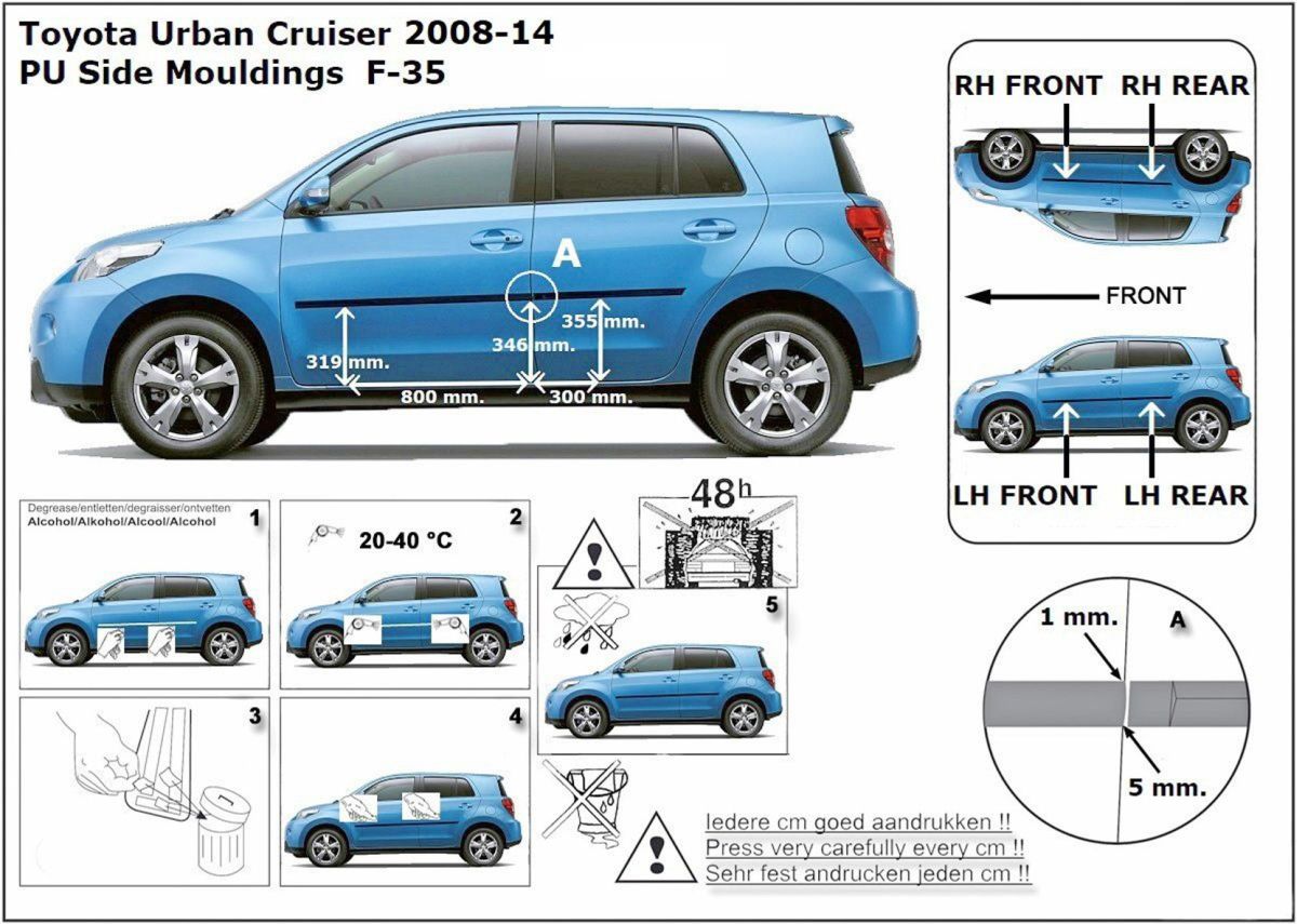 Ochranné boční lišty na dveře, Toyota Urban Cruiser, 2008-2014
