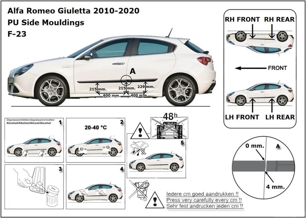 Ochranné boční lišty na dveře, Alfa Romeo Giulietta, 2011->