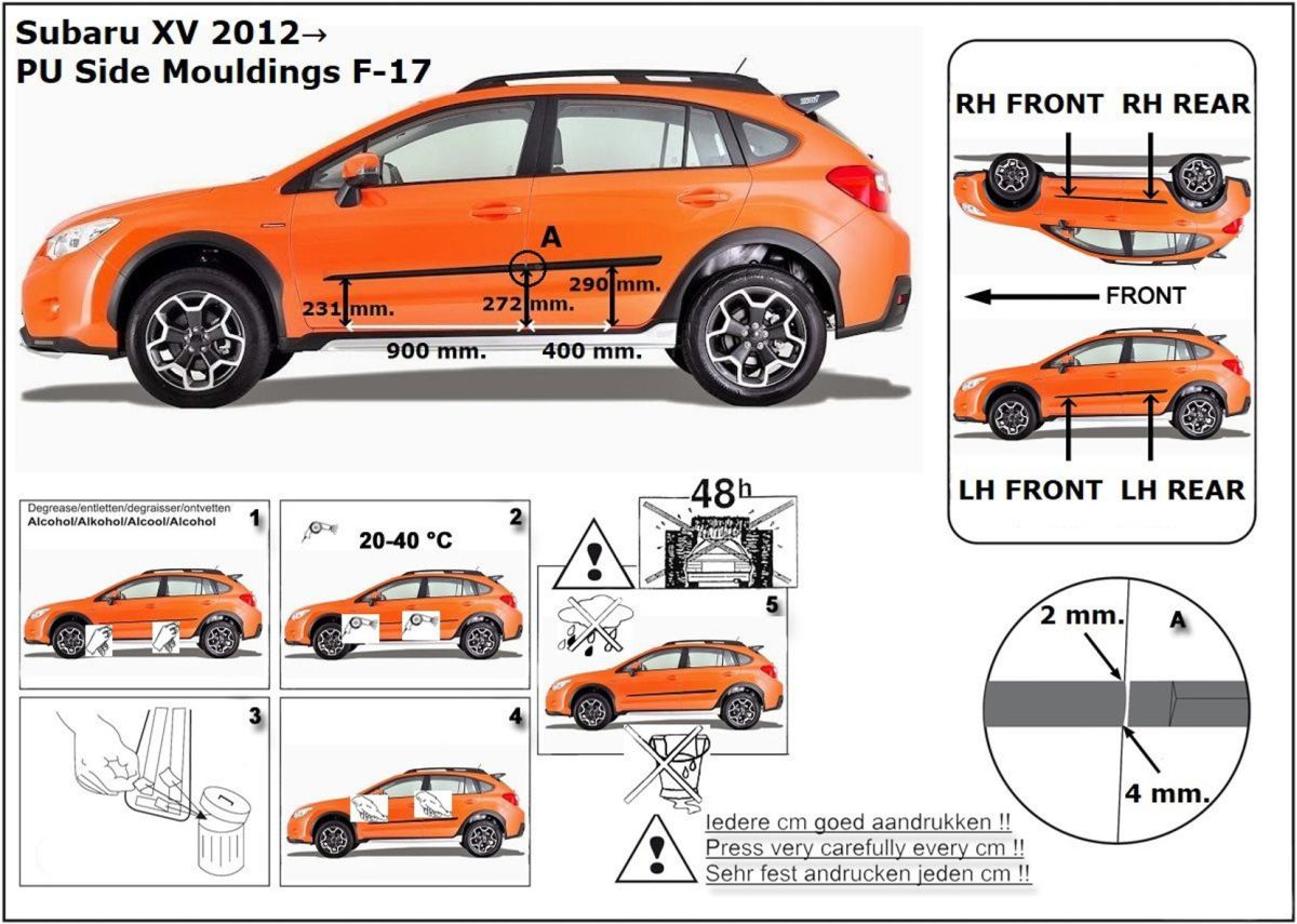 Ochranné boční lišty na dveře, Subaru XV, 2011-2017