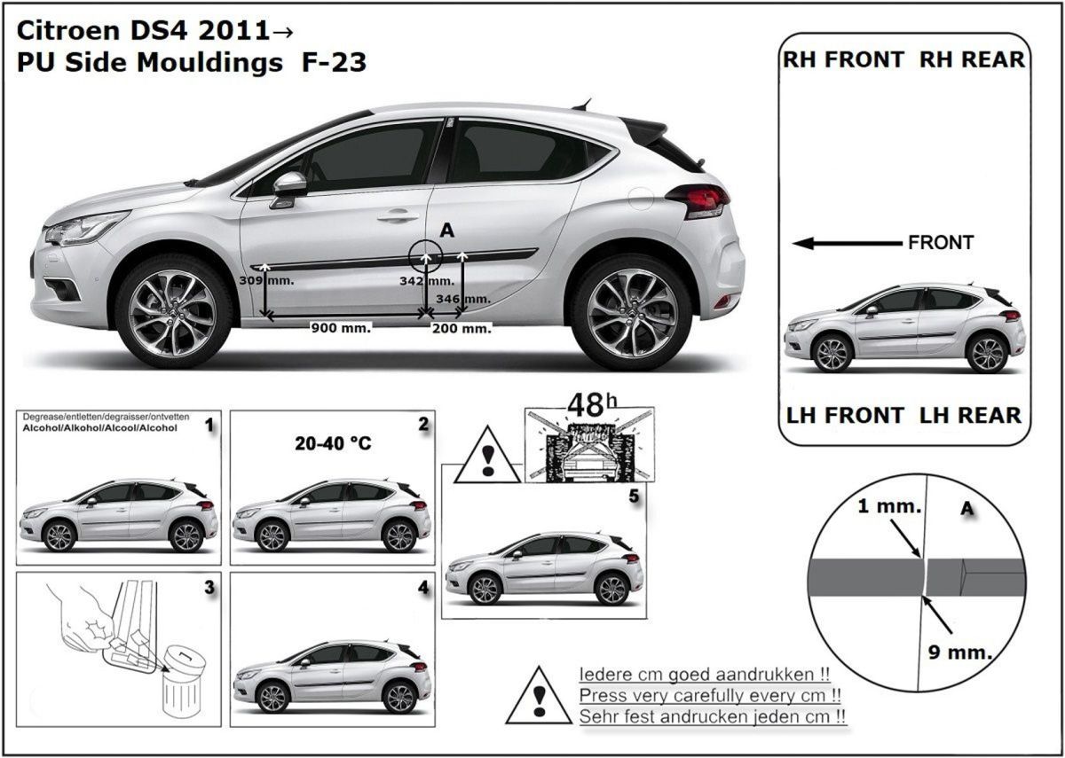 Ochranné boční lišty na dveře, Citroen DS4, 2011-2015