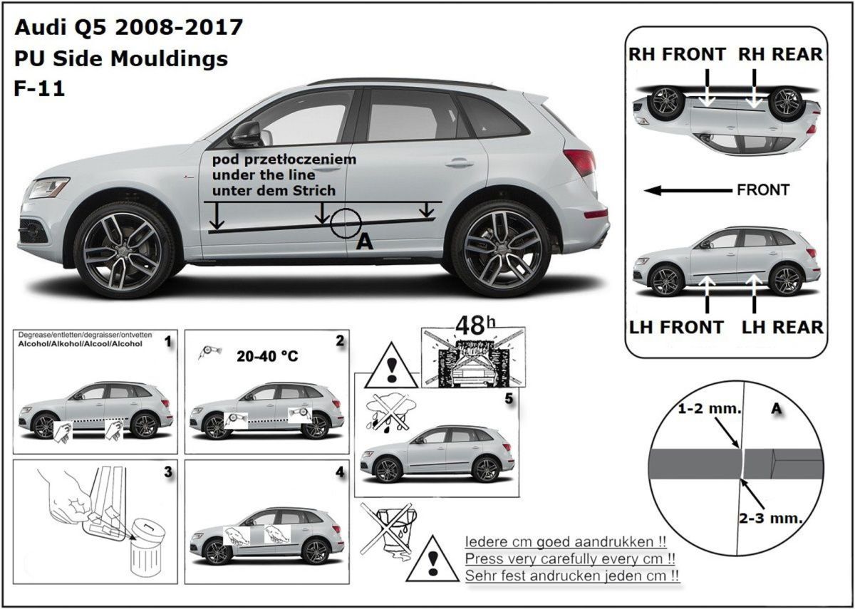 Ochranné boční lišty na dveře, Audi Q5, 2008-2017