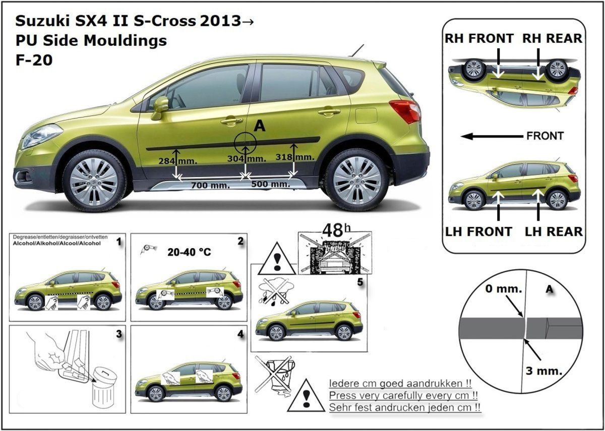 Ochranné boční lišty na dveře, Suzuki SX4 S-Cross, 2013-2021