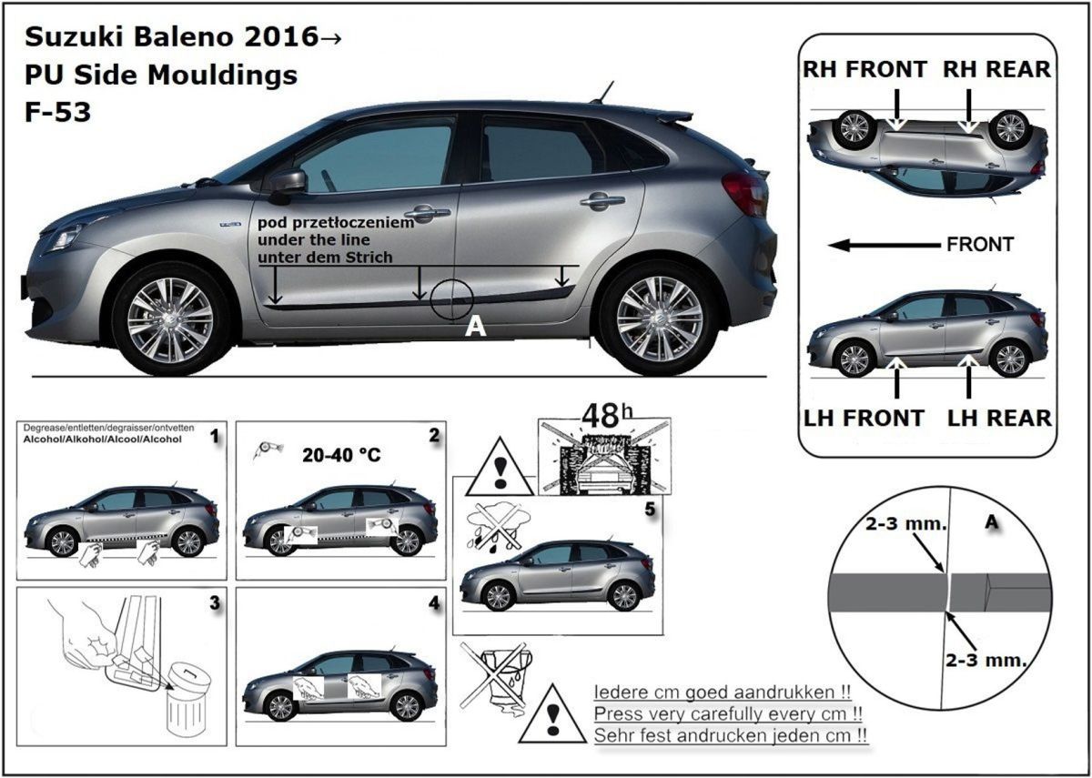 Ochranné boční lišty na dveře, Suzuki Baleno, 2015- ,