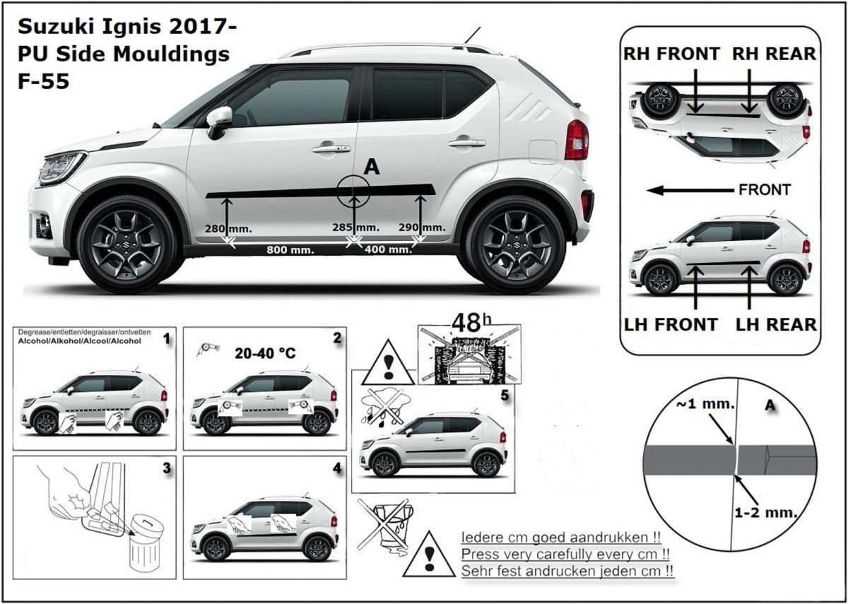 Ochranné boční lišty na dveře, Suzuki Ignis III, 2017- ,