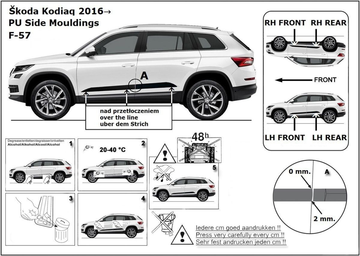 Ochranné boční lišty na dveře, Škoda Kodiaq, 2016- ,