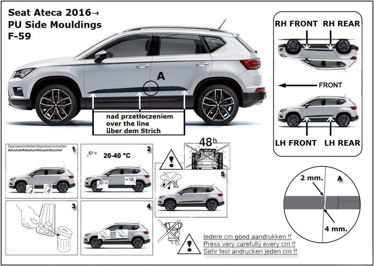 Ochranné boční lišty na dveře, Seat Ateca, 2016 -