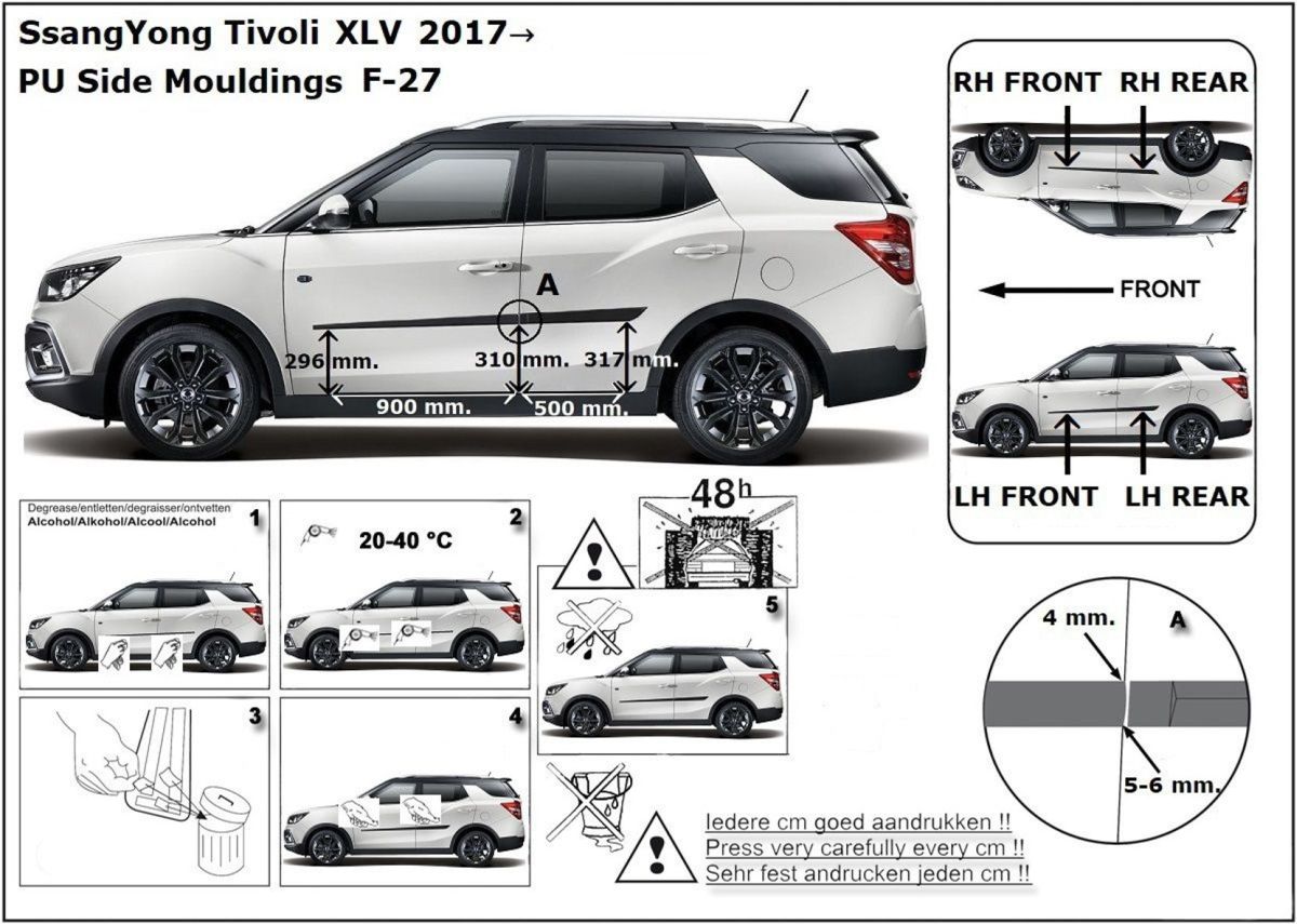 Ochranné boční lišty na dveře, Ssangyong Tivoli, 2015- ,