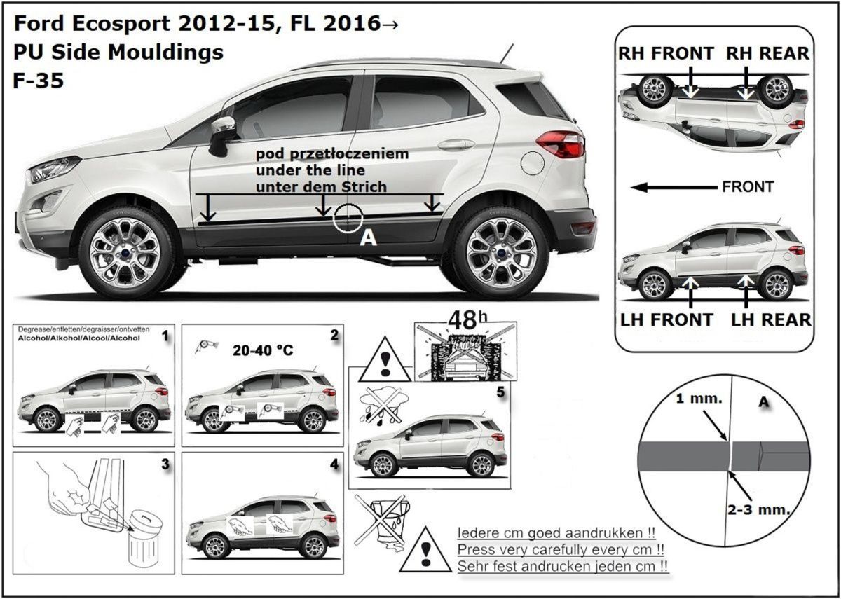 Ochranné boční lišty na dveře, Ford EcoSport II, 2012-