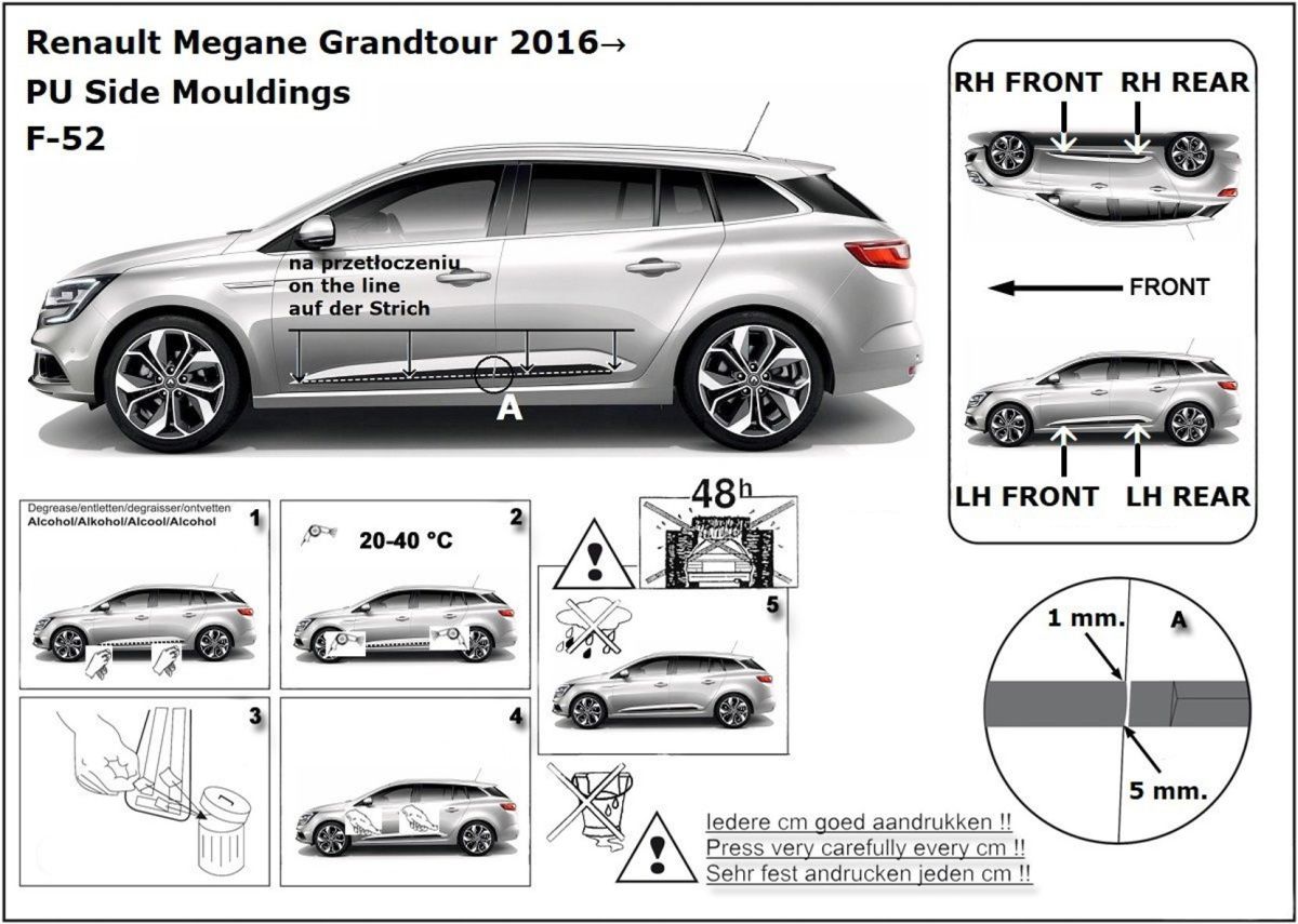 Ochranné boční lišty na dveře, Renault Megane IV, 2016- , Hatchback, Combi