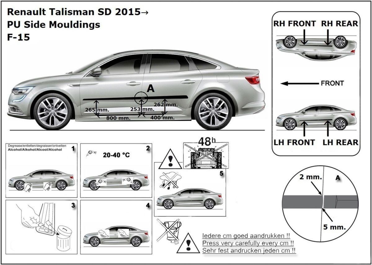 Ochranné boční lišty na dveře, Renault Talisman, 2015- , Sedan, Combi