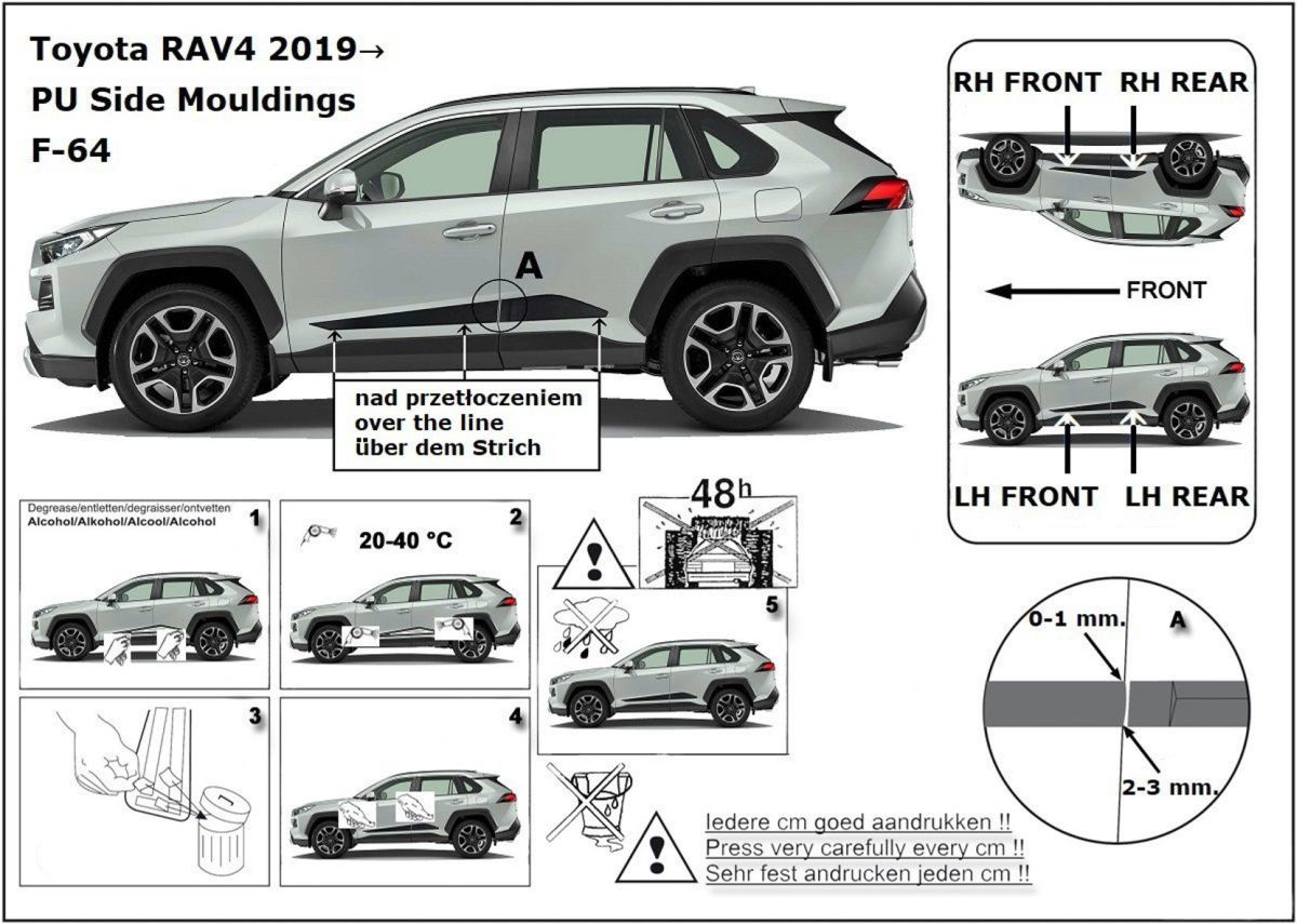 Ochranné boční lišty na dveře, Toyota Rav4 V, 2018- ,