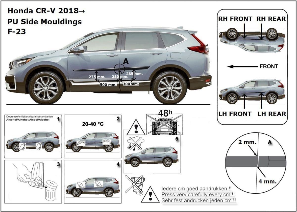 Ochranné boční lišty na dveře, Honda CR-V V, 2017-