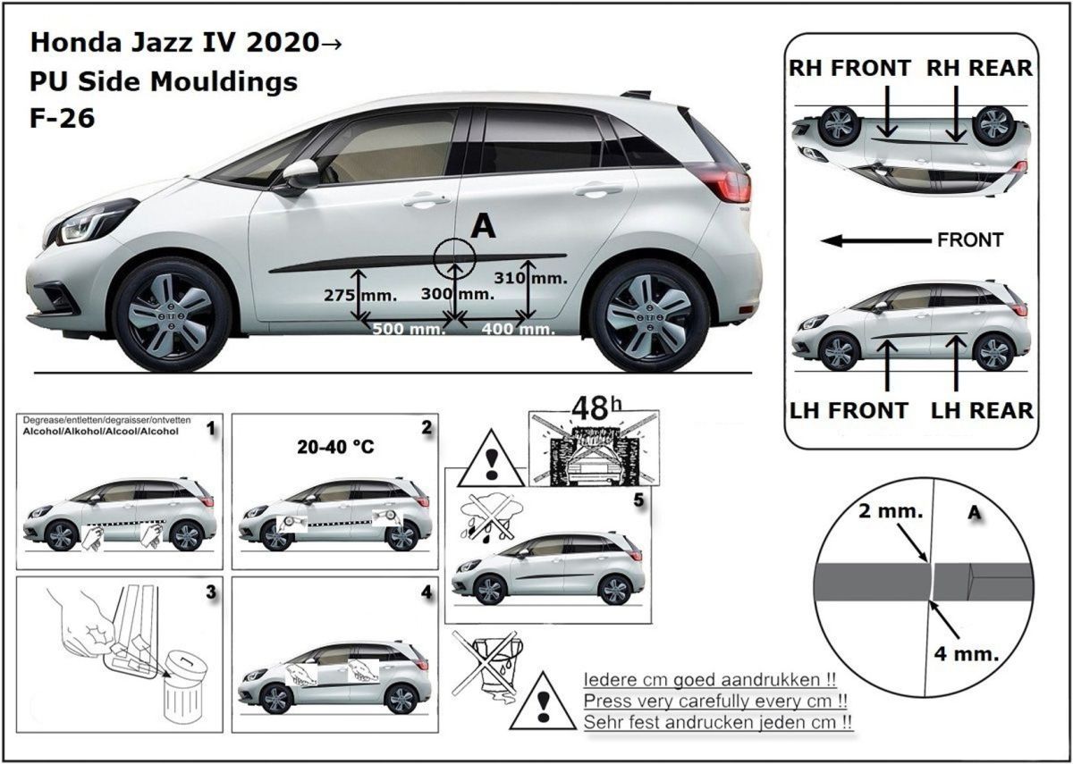 Ochranné boční lišty na dveře, Honda Jazz IV, 2020-