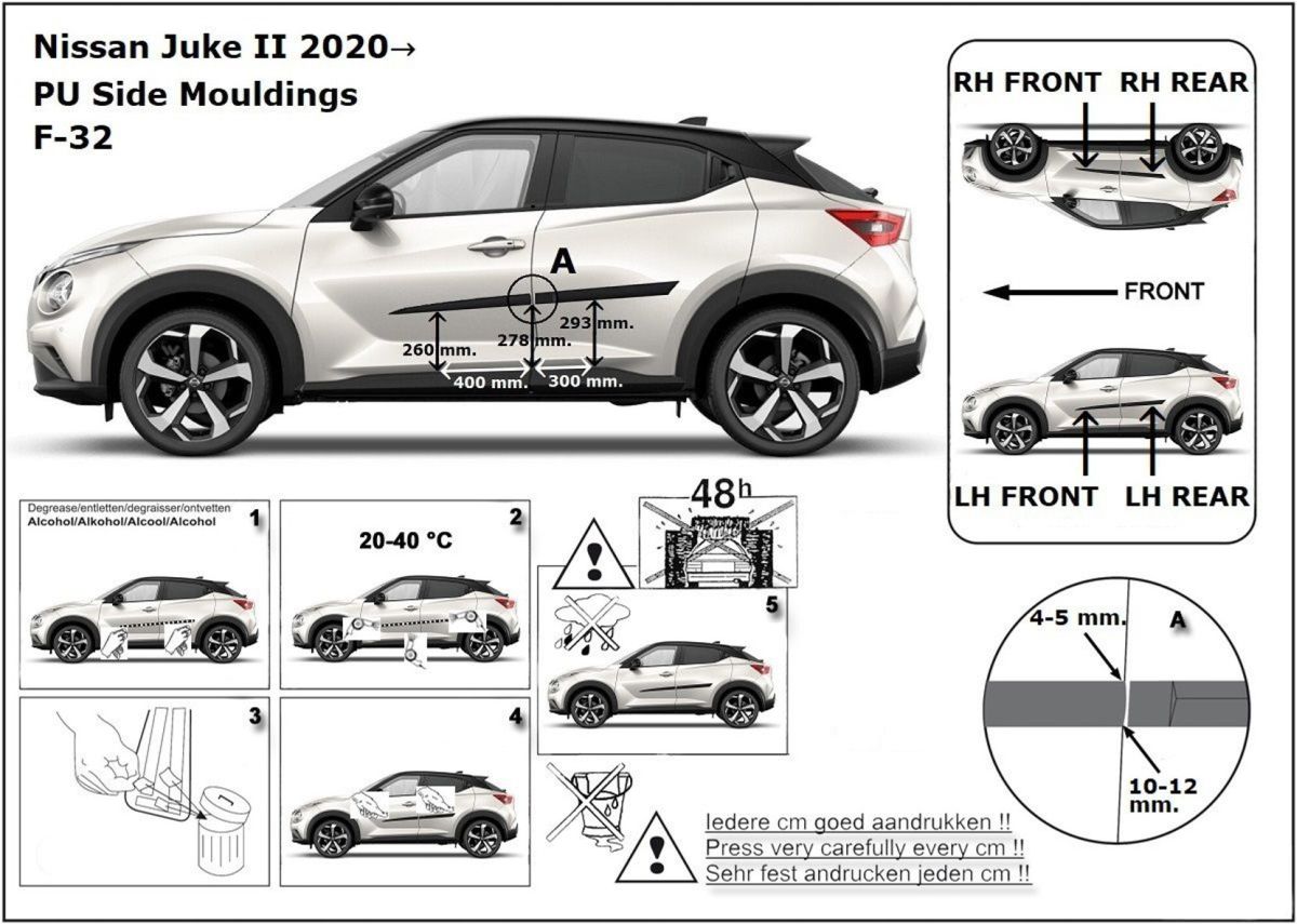 Ochranné boční lišty na dveře, Nissan Juke II, 2019-