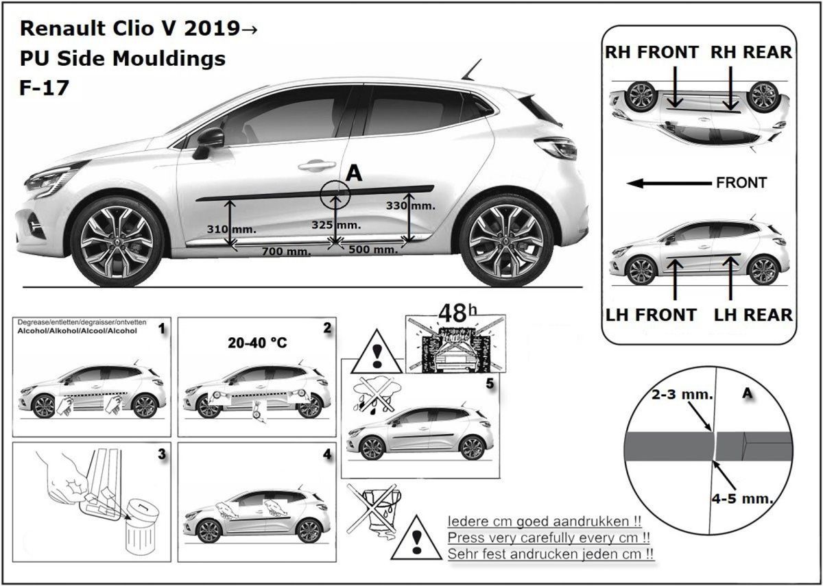 Ochranné boční lišty na dveře, Renault Clio V, 2019- ,
