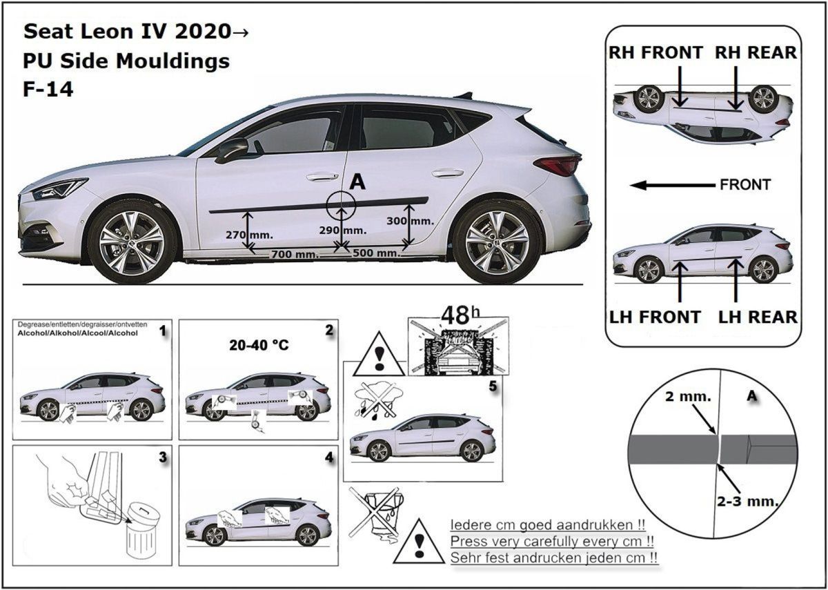 Ochranné boční lišty na dveře, Seat Leon, 2020- , Hatchback