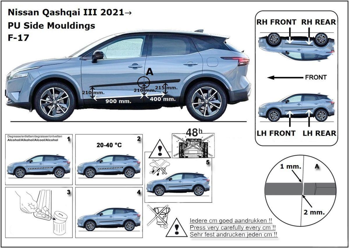 Ochranné boční lišty na dveře, Nissan Qashqai III, 2021-