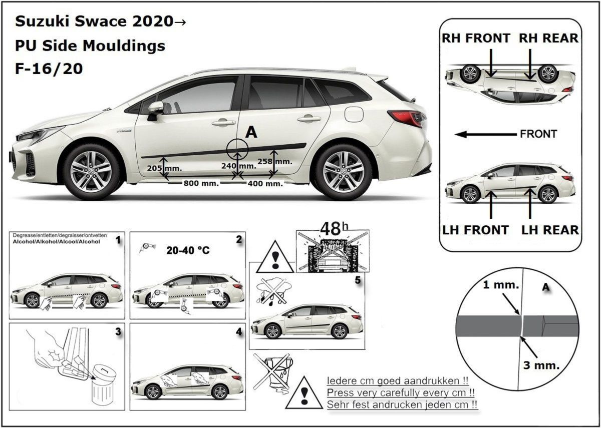 Ochranné boční lišty na dveře, Suzuki Swace, 2020-