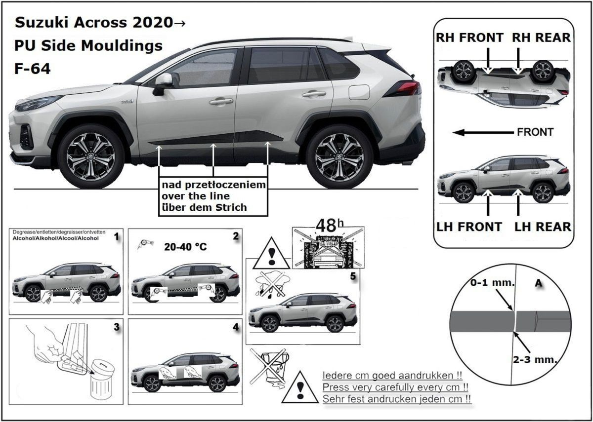 Ochranné boční lišty na dveře, Suzuki Across, 2020- ,