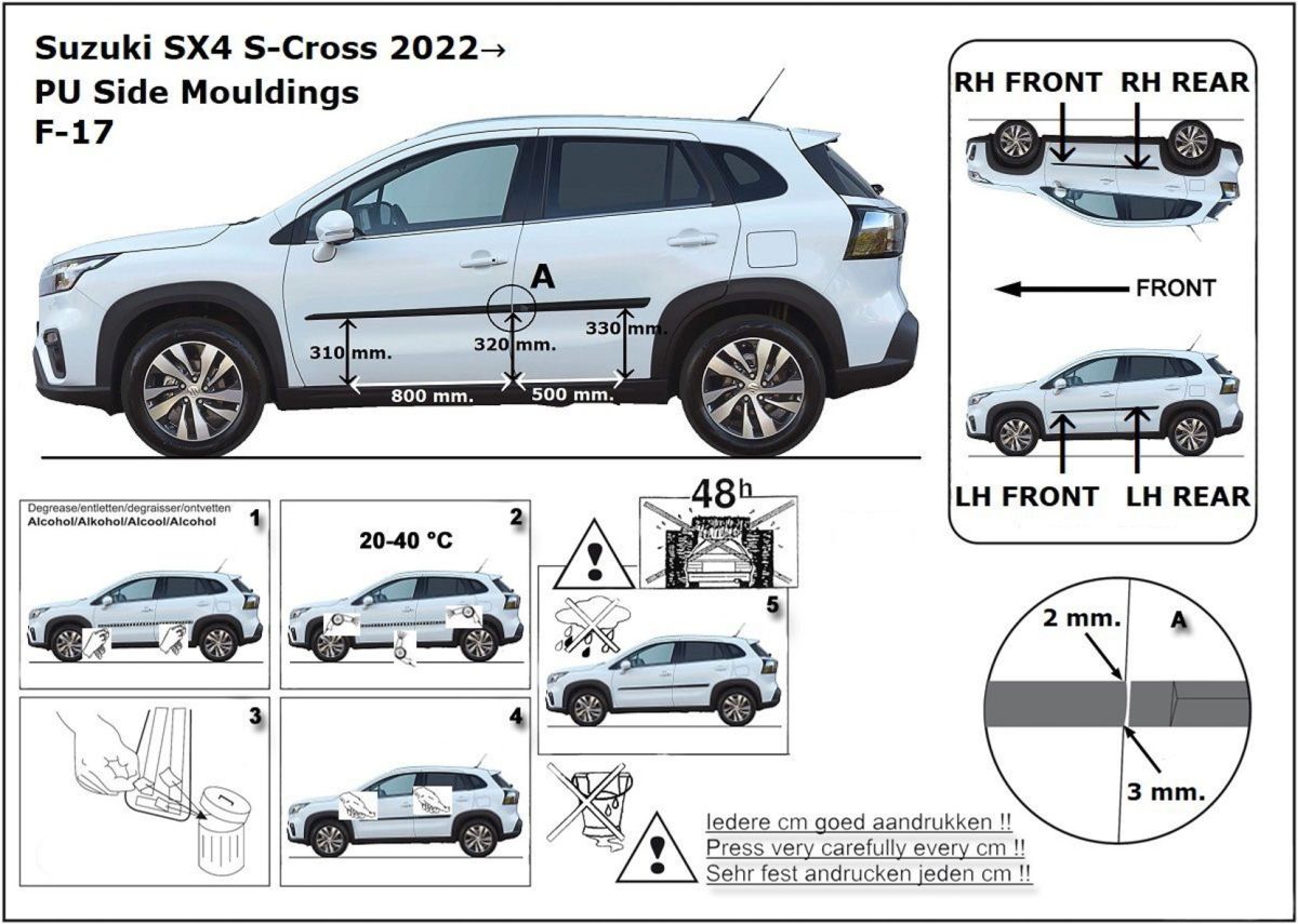 Ochranné boční lišty na dveře, Suzuki SX4-Cross II, 2022- ,
