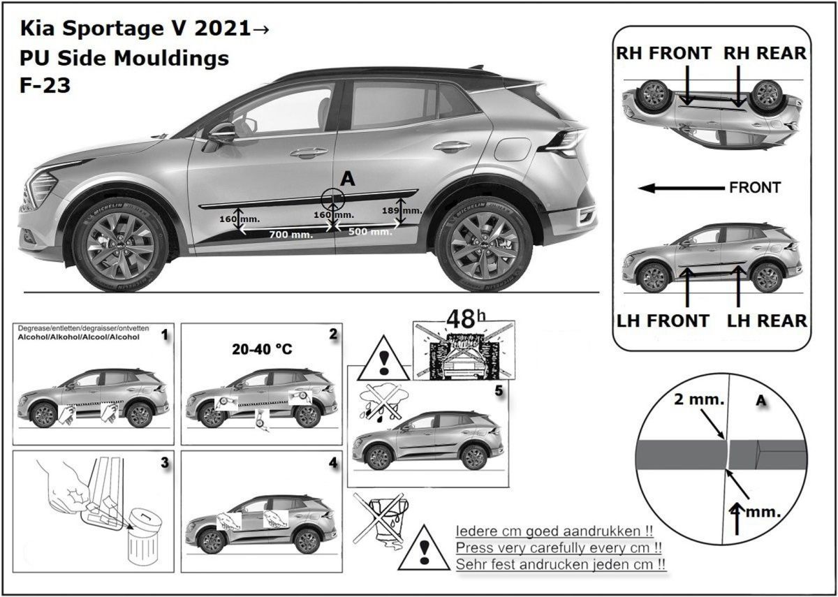 Ochranné boční lišty na dveře, Kia Sportage V, 2021- ,