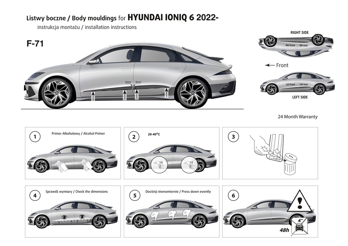 Ochranné boční lišty na dveře, Hyundai Ionig 6, 2022- ,