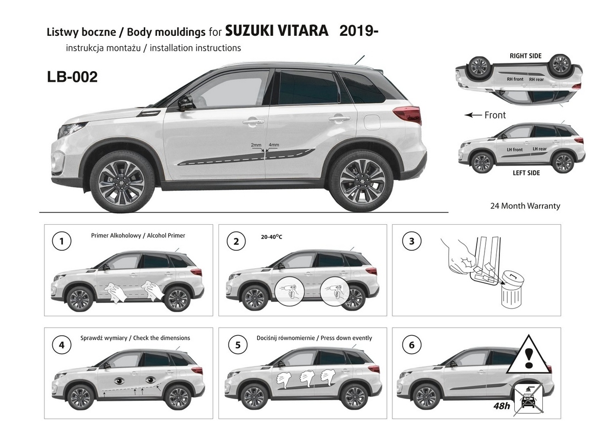 Ochranné boční lišty na dveře, Suzuki Vitara, 2019- , Facelift